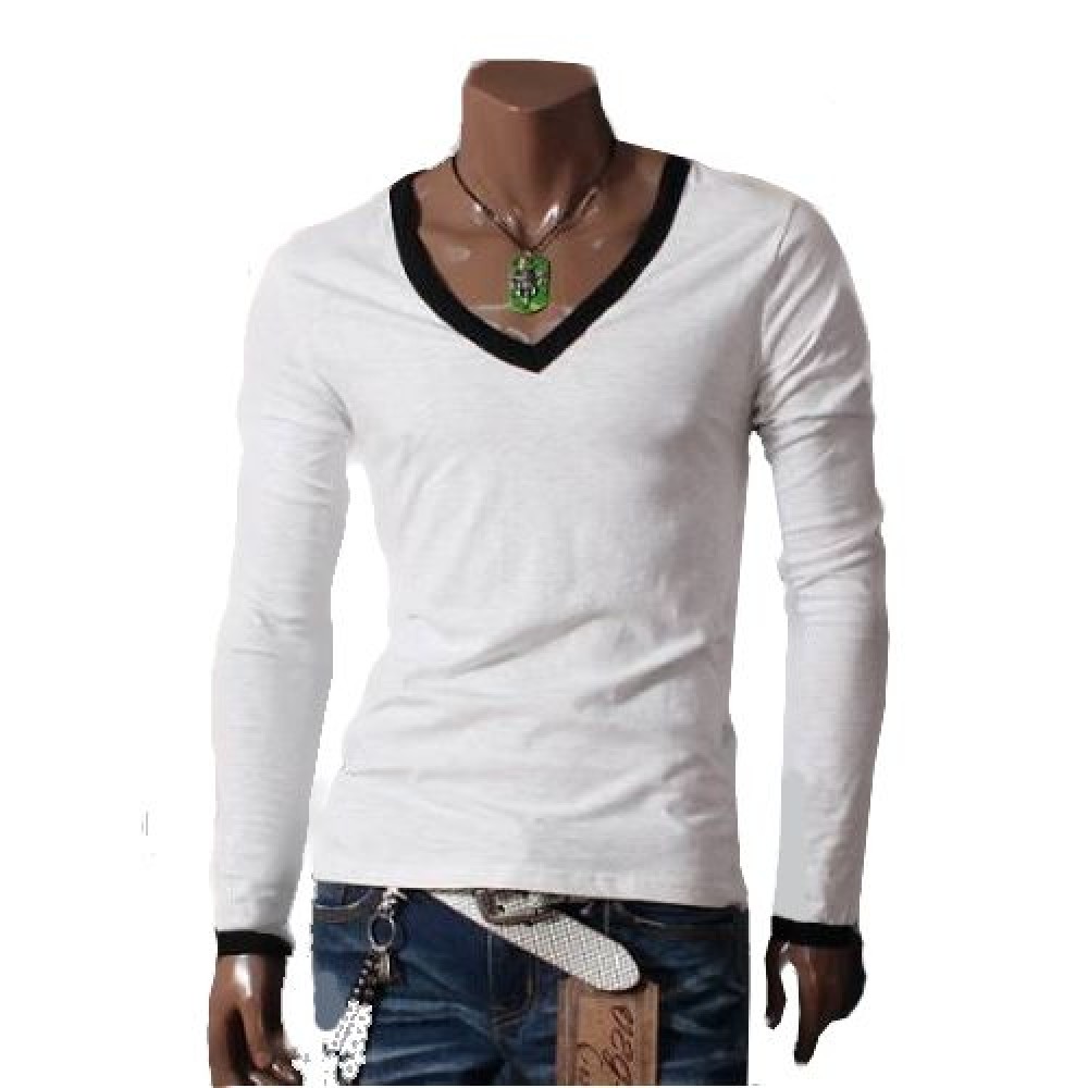 camiseta masculina branca gola v