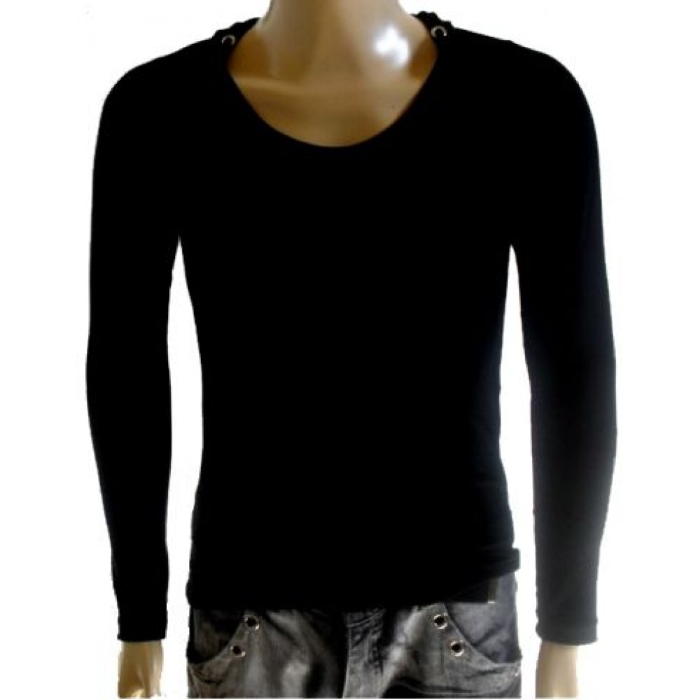 camiseta manga longa gola canoa