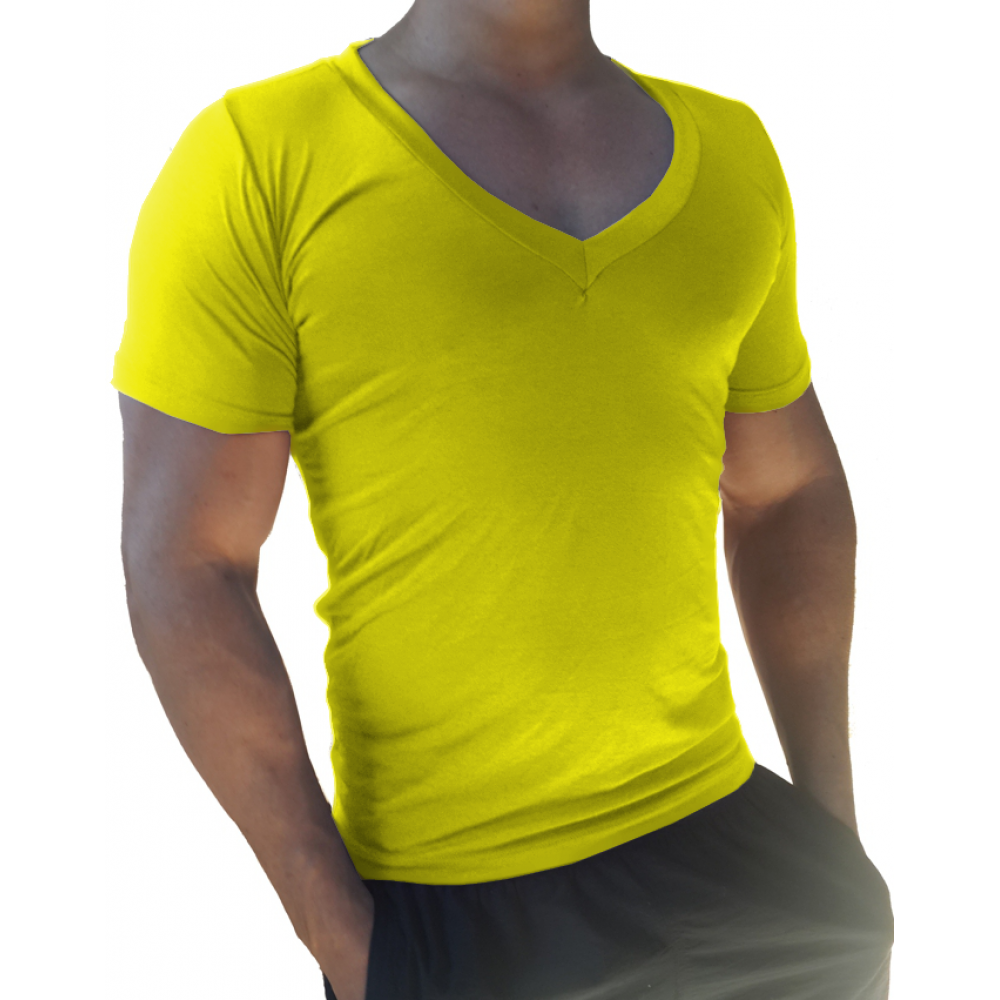 camiseta masculina gola v cavada manga curta