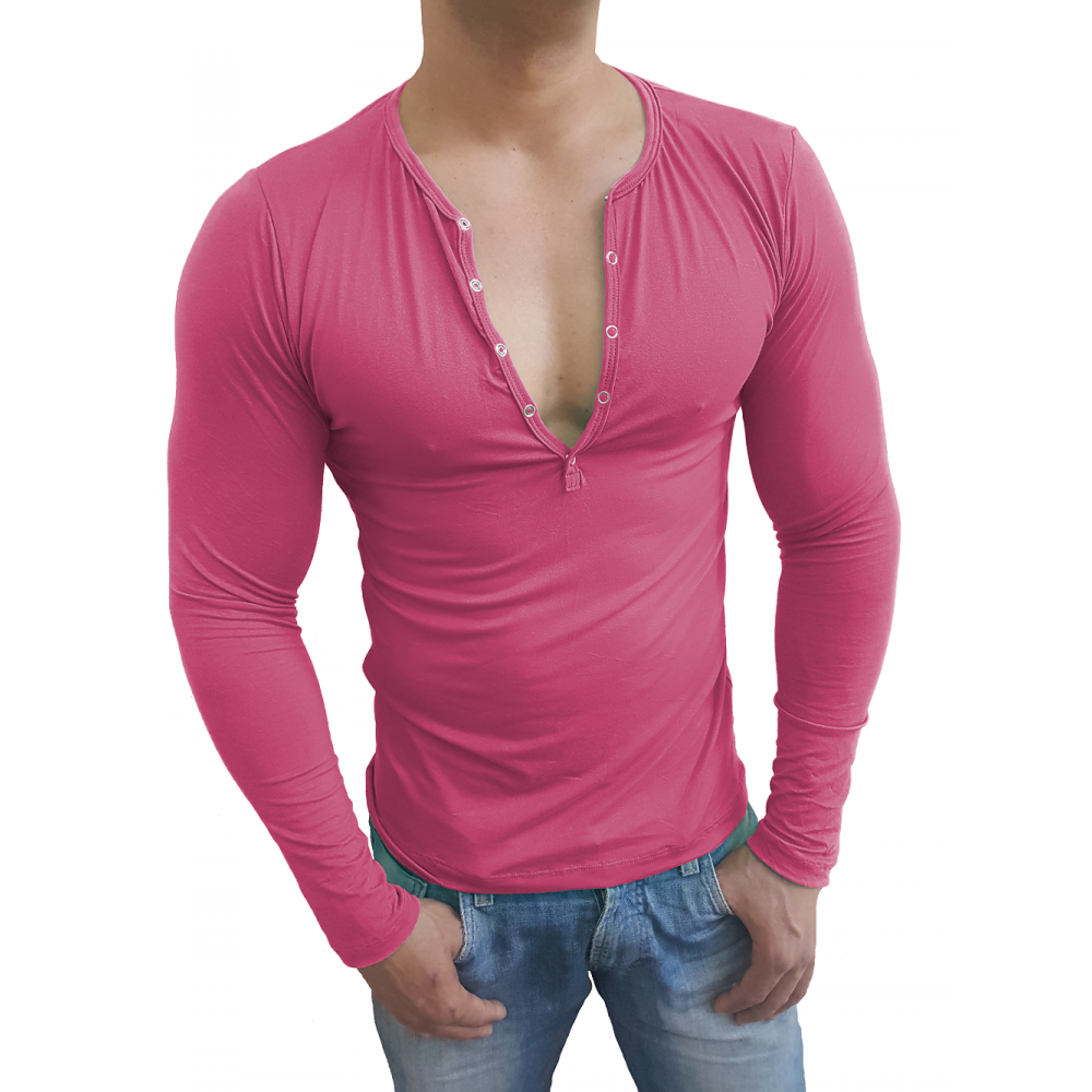 camisa de botao rosa