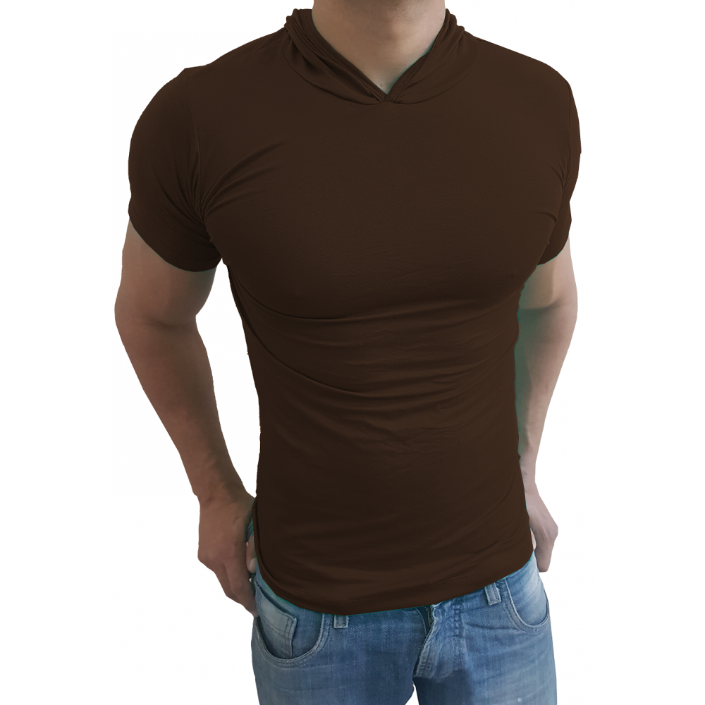 camisa manga curta com capuz masculina