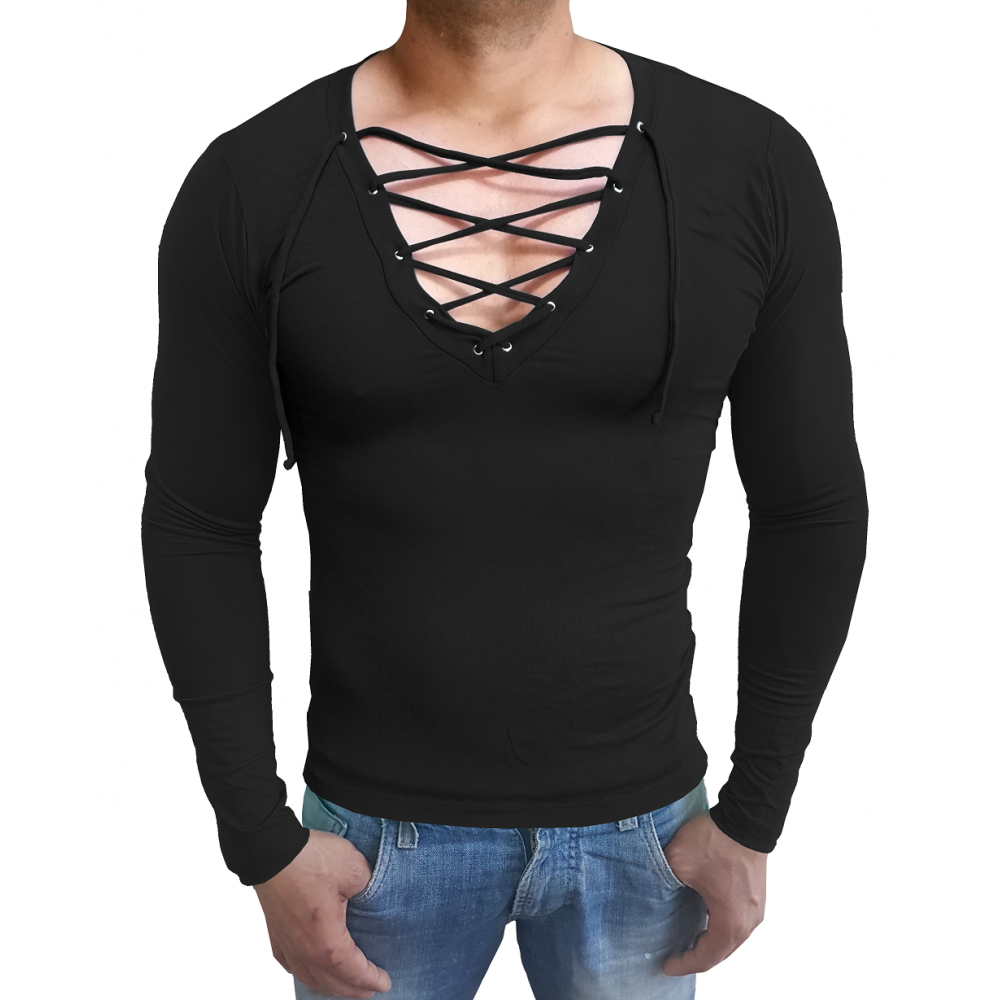camiseta masculina gola v cavada manga curta