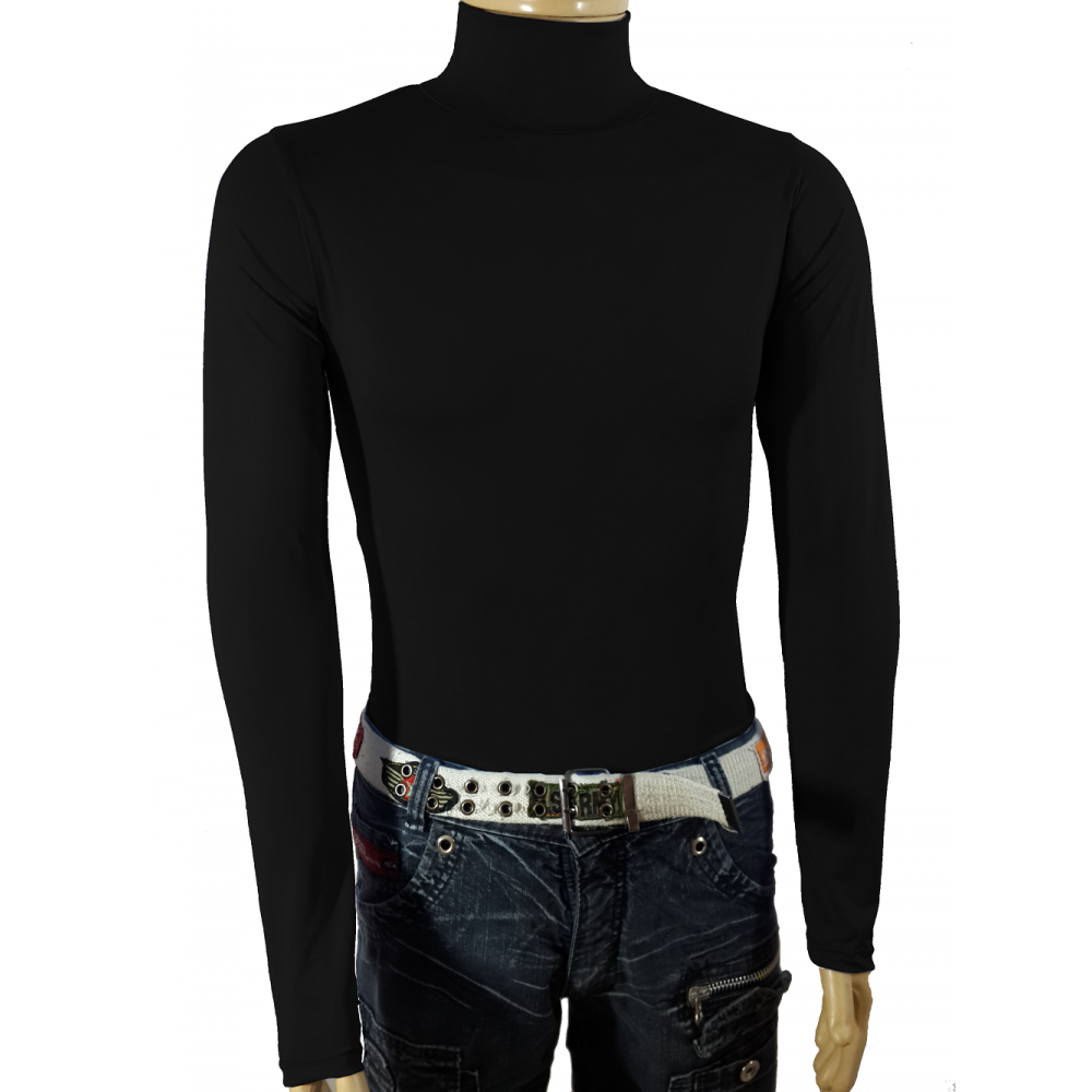 blusa de gola alta e manga longa preta