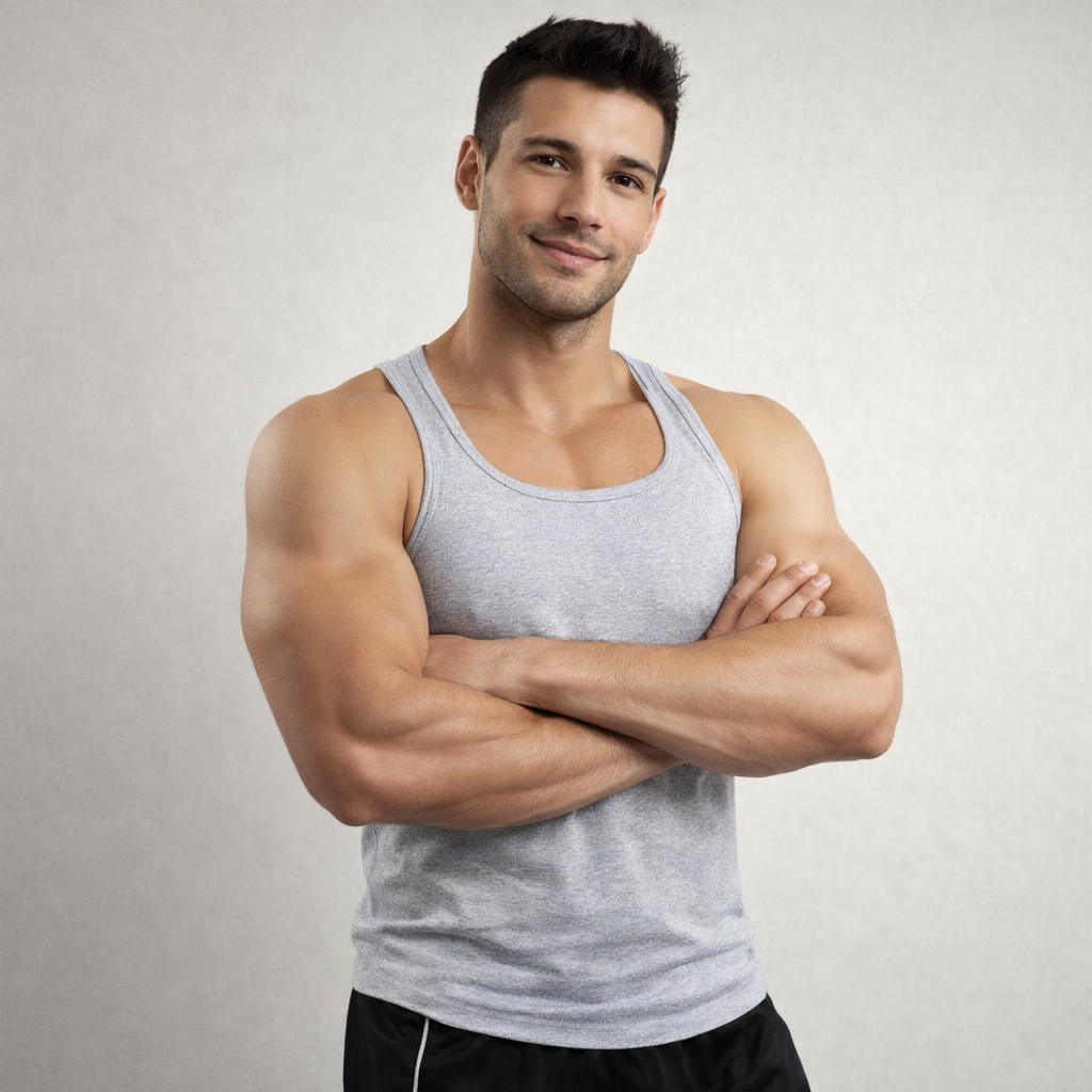 Regata Masculina cinza mescla tank01 sjons