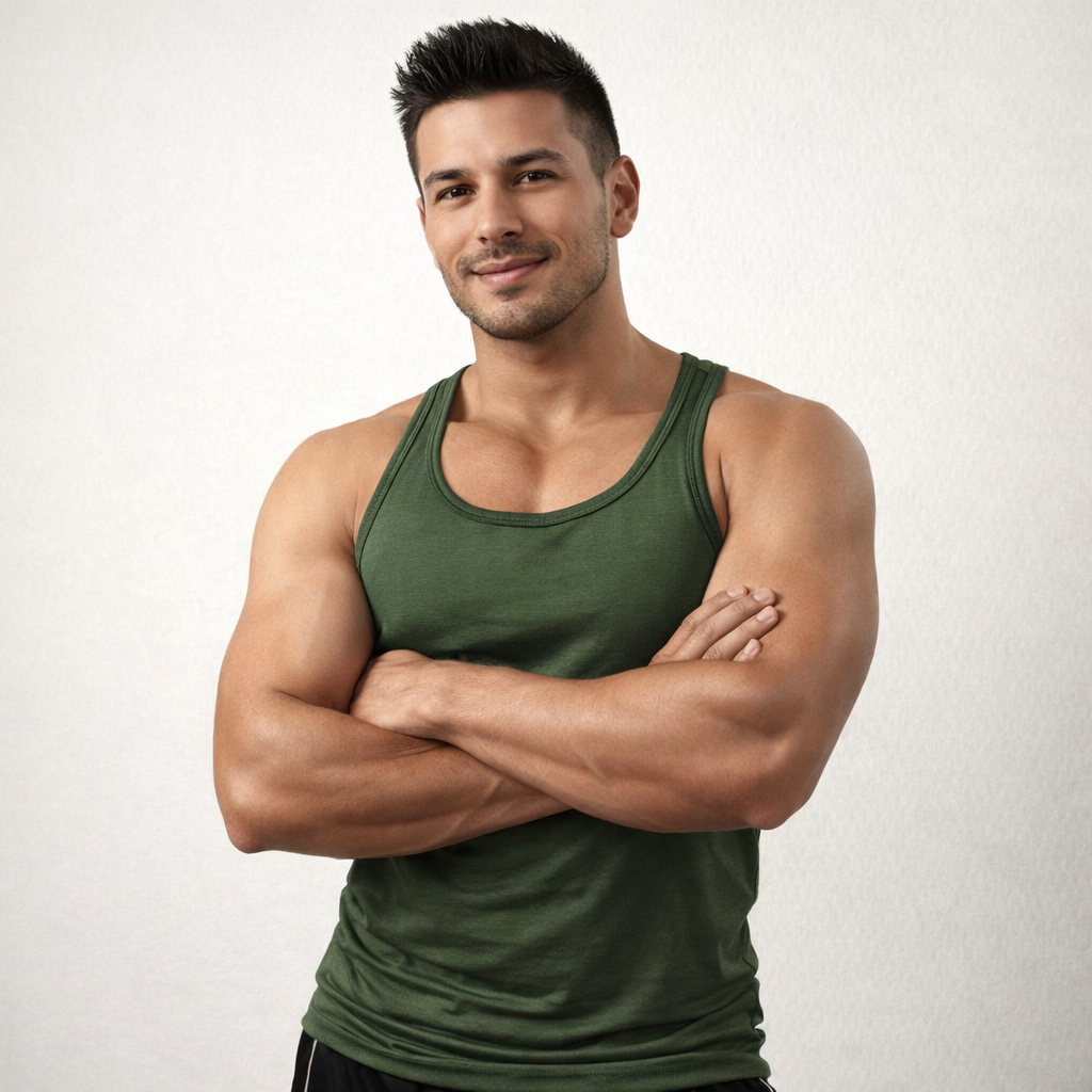 Regata Masculina verde musgo tank01 sjons