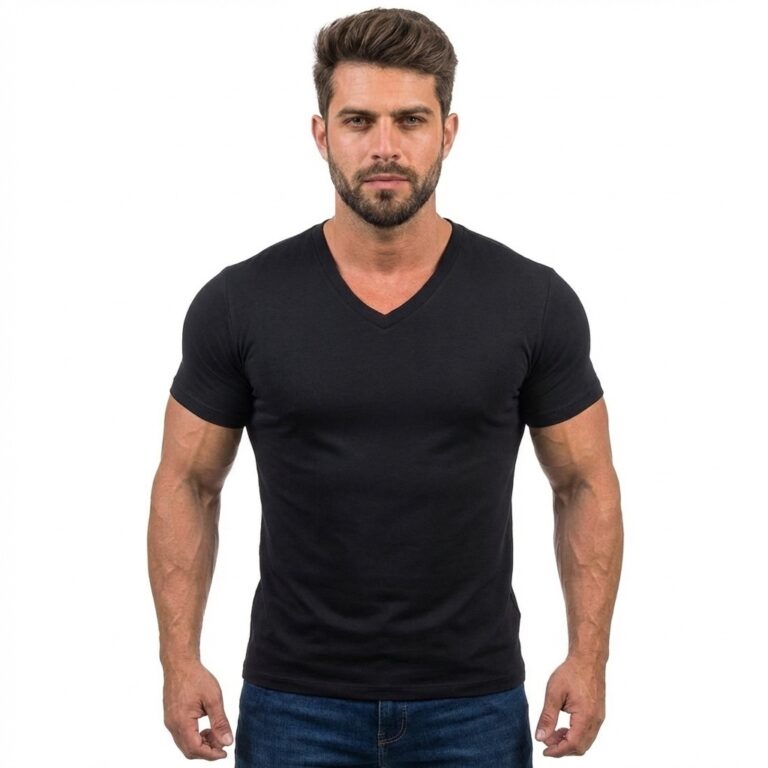 Camiseta Masculina 100%algodão preto gola v media