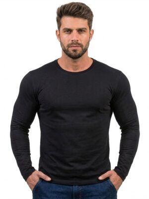 camiseta-gola redonda-100% algodão-0016-preto