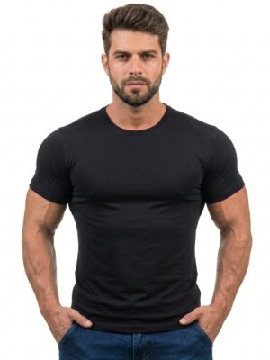 camiseta-masculina-gola-redonda-100%-algodão-0052-preto