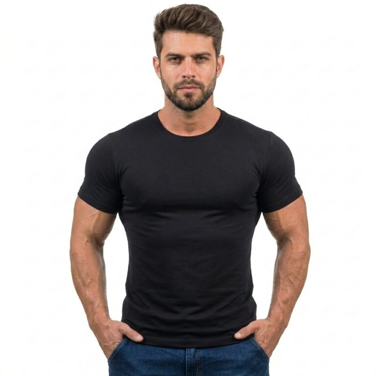 camiseta-masculina-gola-redonda-100%-algodão-0052-preto