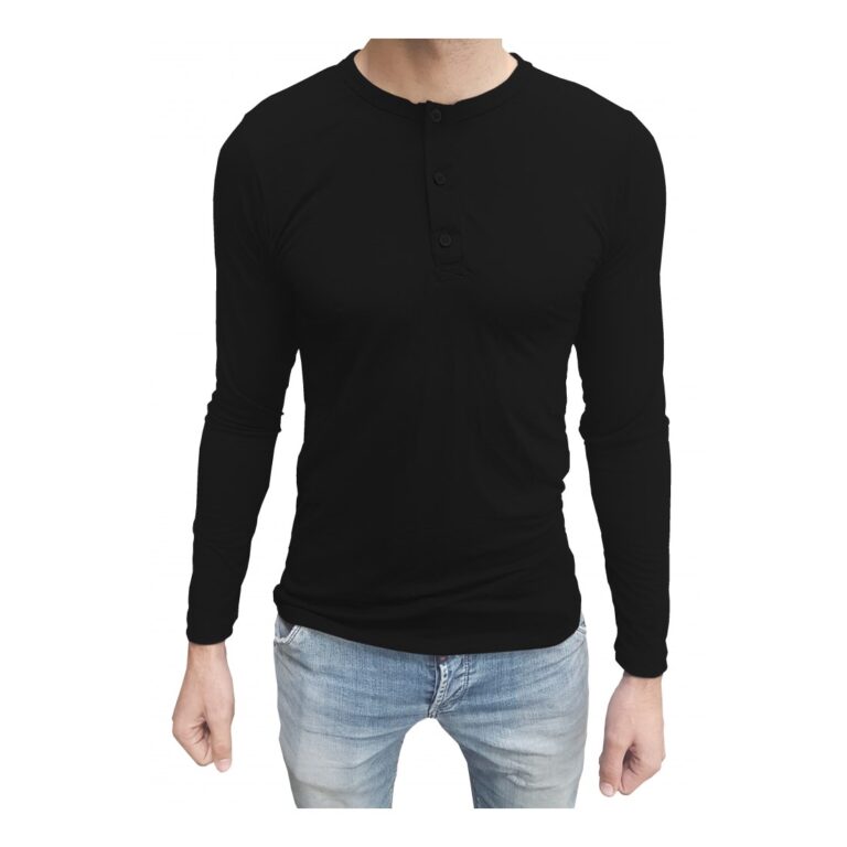 Camiseta Henley Masculina Manga Longa