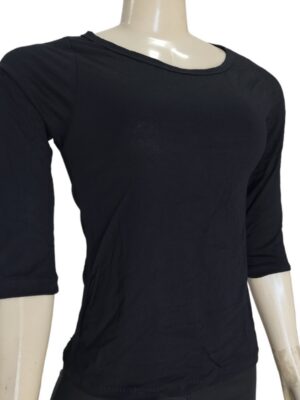 Blusas Femininas Básica Decote Gola Canoa Manga 3/4