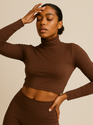 Cropped Feminino Manga Longa Gola Alta Sjons