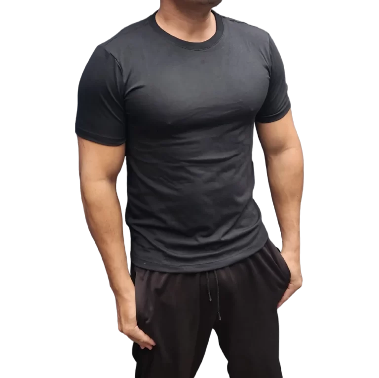 Novidade Camiseta Algodão com Elastano Básica Gola Careca Manga curta