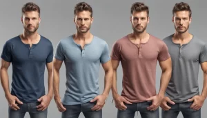Manequins com diferentes tipos de corpo exibindo estilos de camisetas que favorecem suas formas, ideais para encontrar o modelo perfeito para cada corpo.