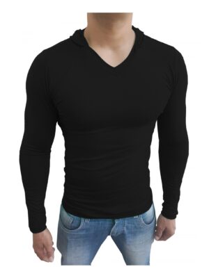 Camiseta Capuz Gola V Rasa Manga Longa