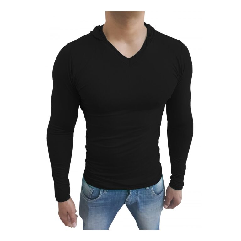 Camiseta Capuz Gola V Rasa Manga Longa