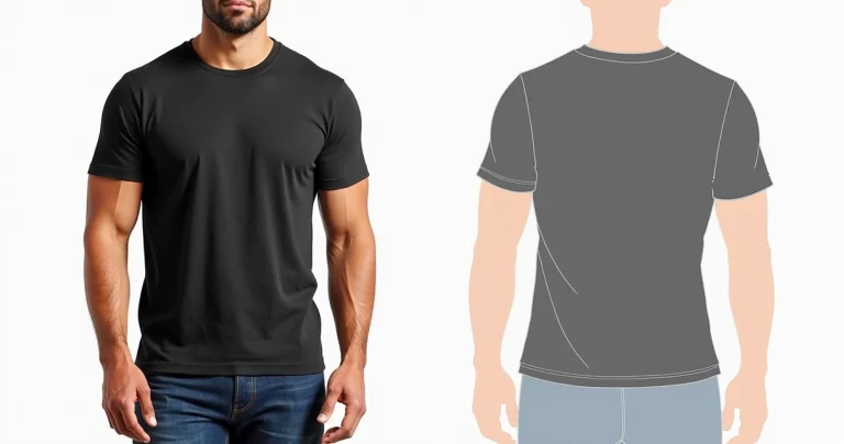 Camiseta preta masculina slim modelo ajustado com gola careca sobre fundo branco