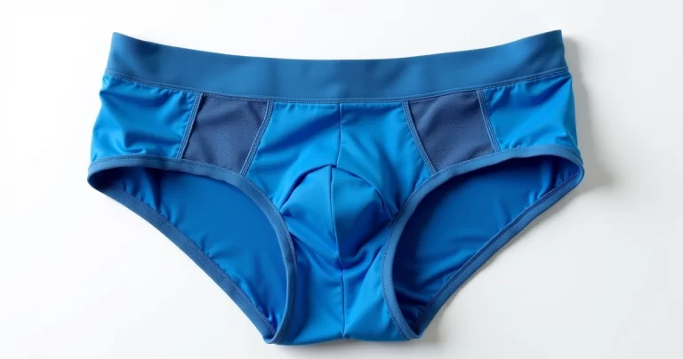 Cueca boxer azul em tecido técnico para academia sobre fundo branco