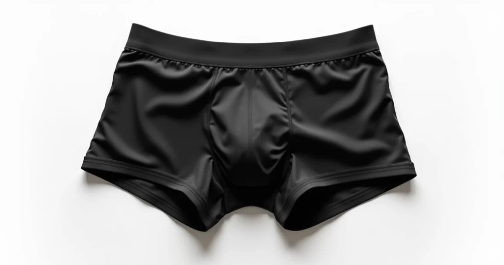Cueca boxer preta com tecido tecnológico para academia sobre fundo branco