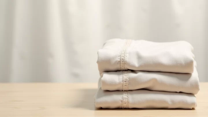 Cueca samba canção de algodão em cor clara sobre uma superfície de madeira clara, em fundo neutro suave, destacando o tecido macio e arejado da peça