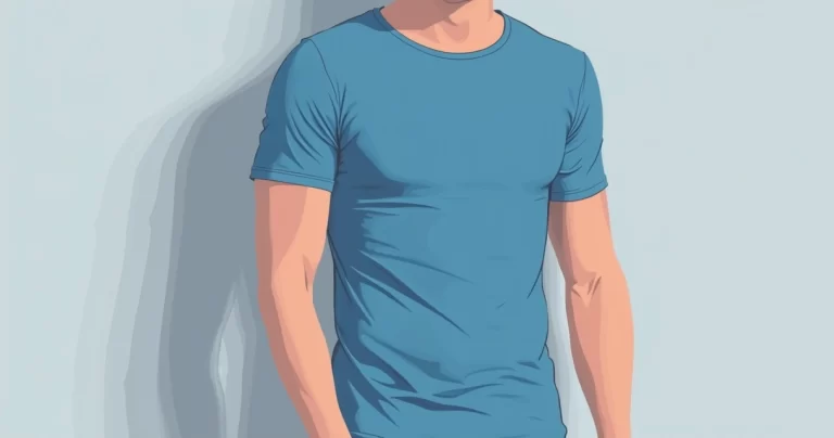 Homem vestindo camiseta justa azul com corte ajustado e tecido leve