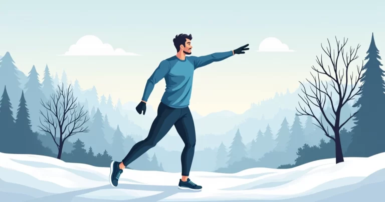 Homem treinando ao ar livre usando roupa fitness adequada para inverno, com blusa de manga longa e calça térmica