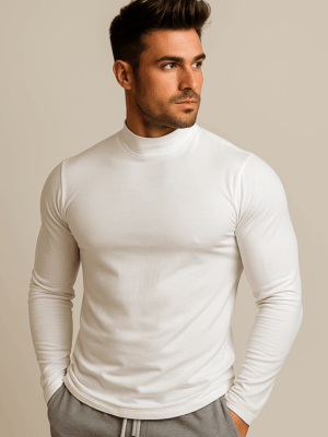 Camiseta Cacharrel Gola Alta 4cm Masculino Manga Longa