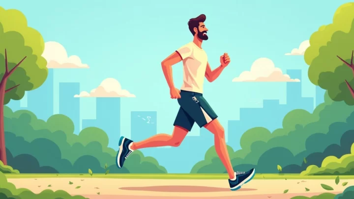 Ilustração flat corporativa de homem correndo usando bermuda esportiva com bolso visível na lateral