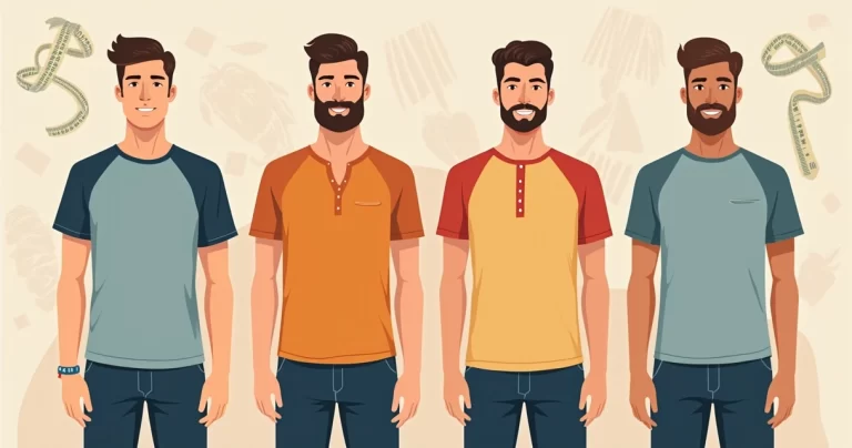 Homens com diferentes biotipos vestindo camisetas slim fit em várias cores e estilos, em fundo neutro