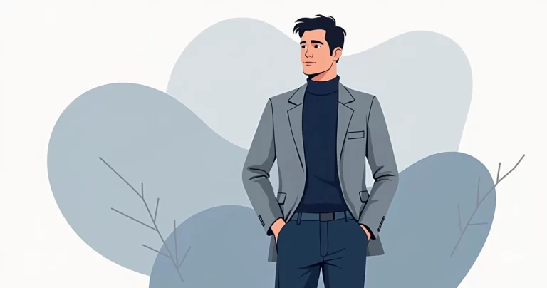 Homem vestindo camiseta gola alta masculina em look de inverno casual