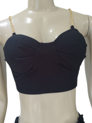 Cropped Feminino com Corrente Amarração nas Costas