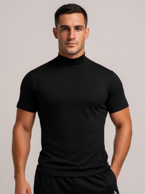 Camiseta Masculina Gola alta Manga Curta