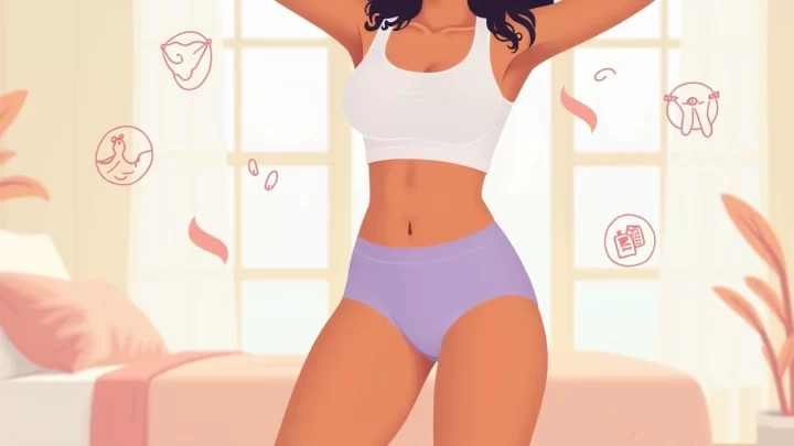 Ilustração de mulher usando calcinha boxer feminina de microfibra confortável