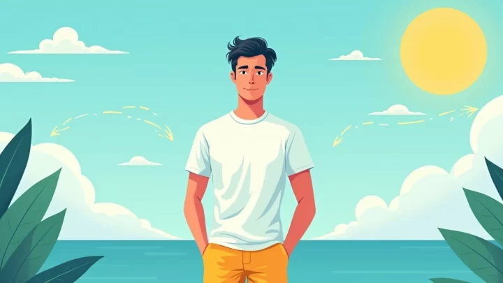 Homem usando camiseta masculina leve em dia de calor intenso