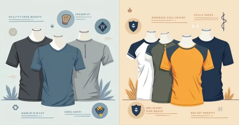 Comparação de camisetas básicas masculinas com diferentes cortes e acabamentos