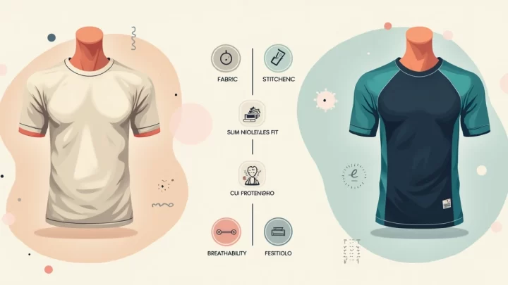 Ilustração comparando camiseta esportiva comum e camiseta Sjons Modas masculina