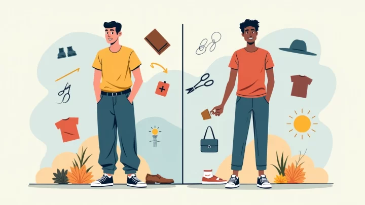 Homem comparando erros e acertos de estilo em roupas masculinas