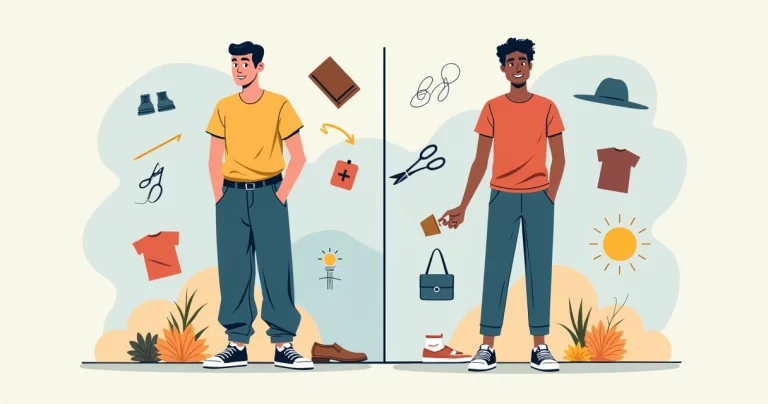 Homem comparando erros e acertos de estilo em roupas masculinas