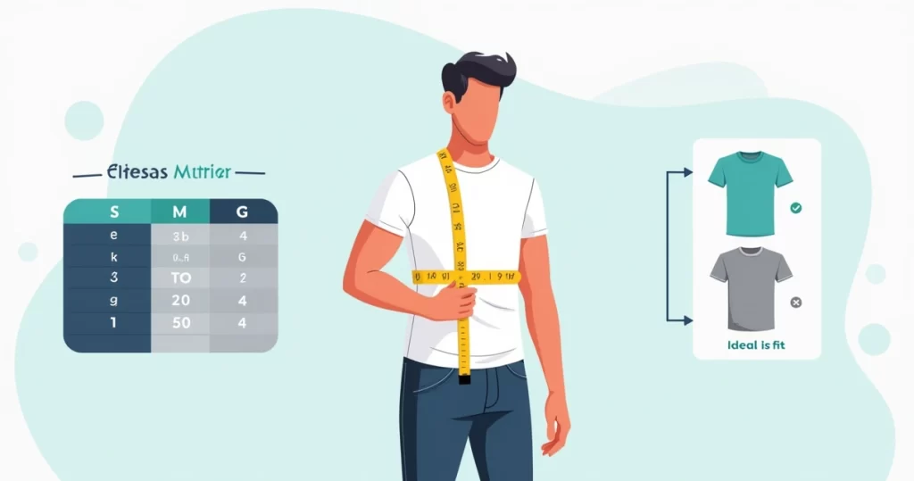 Homem medindo o peito com fita métrica para escolher tamanho de camiseta masculina