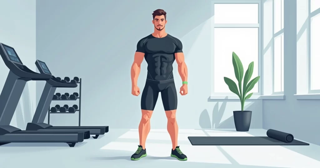 Homem usando bermuda térmica masculina de compressão na academia