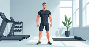 Homem usando bermuda térmica masculina de compressão na academia