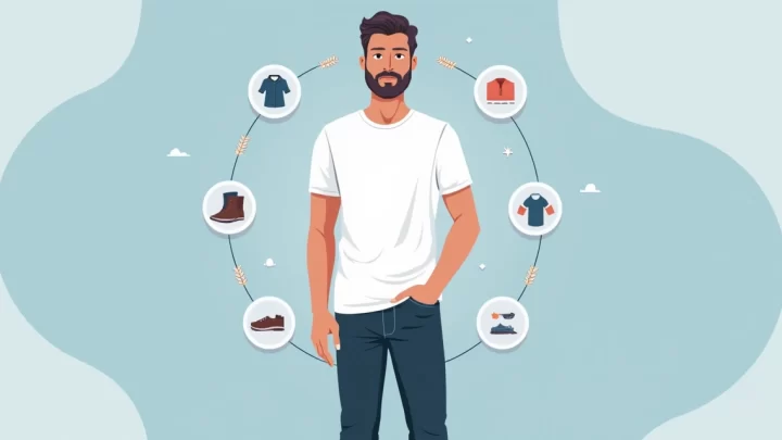 Homem usando camiseta lisa branca em estilo minimalista sobre fundo azul