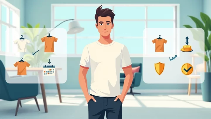 Homem usando camiseta minimalista de qualidade em ambiente de trabalho moderno