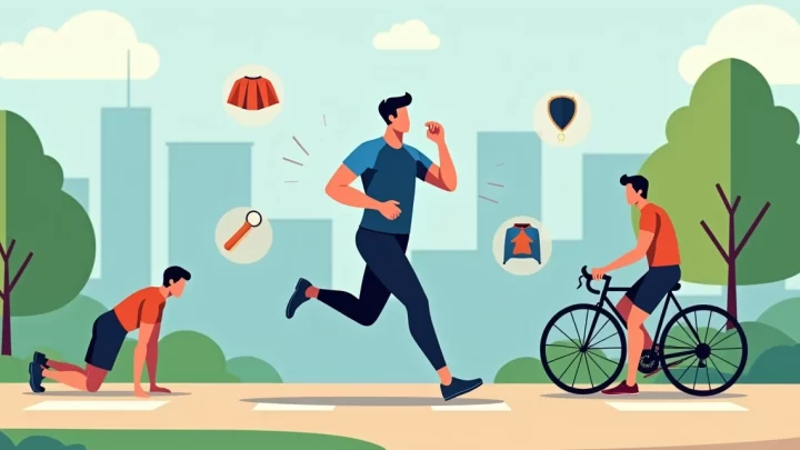Homem treinando com camiseta esportiva resistente em cenário urbano colorido