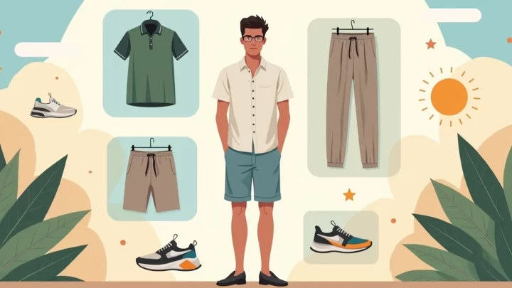 Homem usando looks de verão com linho polo jeans regata e shorts