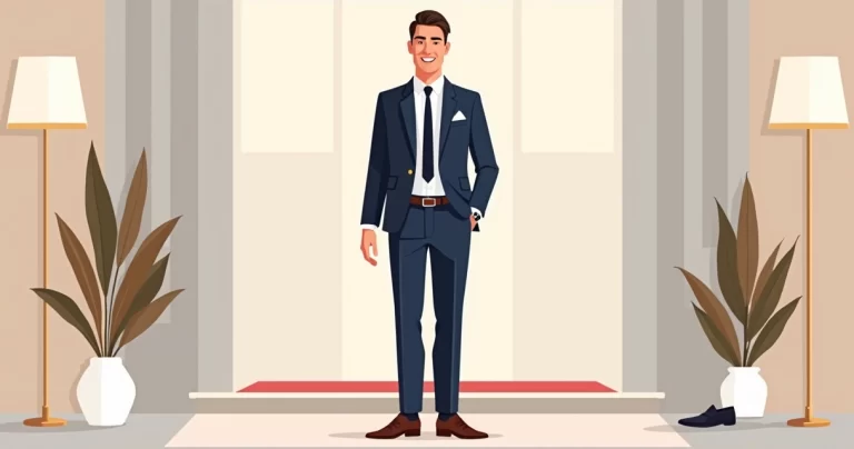 Homem usando traje passeio completo com terno azul marinho em evento elegante